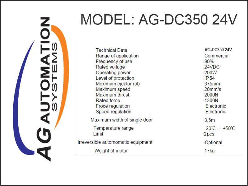 Thông số AG DC 350 24V