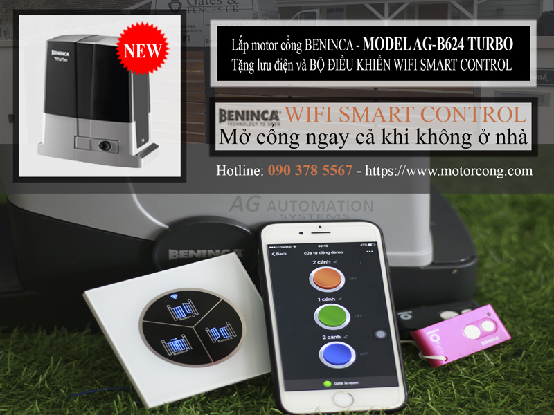 Tặng UPS và Bộ điều khiển Wifi Smart Control khi mua Motor Beninca AG - B624 Turbo